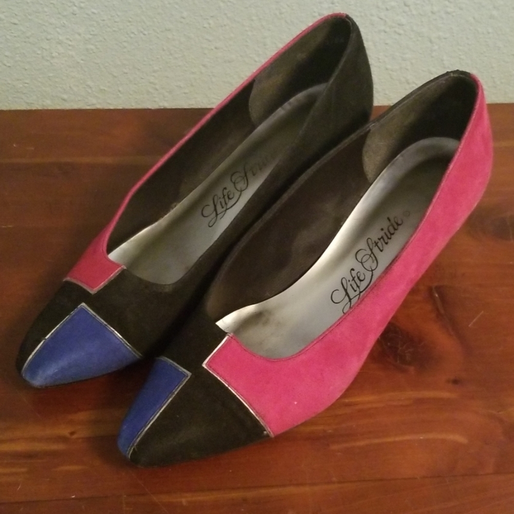 Vintage 80s style suede heels